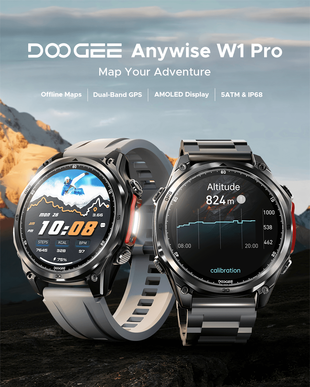 Relojes DOOGEE Anywise W1 Pro en un entorno de montaña